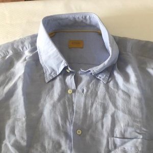 New with Tag Robert Talbott periwinkle blue linen XXL button down shirt